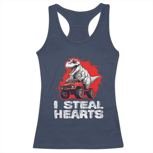 Valentine's Day Racerback Tank Top I Steal Hearts Cool Dinosaur Riding Monster Truck TS09 Navy Print Your Wear