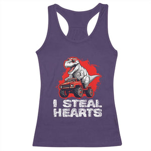 Valentine's Day Racerback Tank Top I Steal Hearts Cool Dinosaur Riding Monster Truck TS09 Purple Print Your Wear