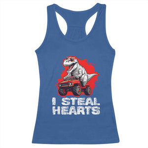 Valentine's Day Racerback Tank Top I Steal Hearts Cool Dinosaur Riding Monster Truck TS09 Royal Blue Print Your Wear
