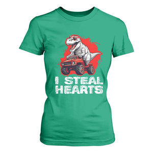 Valentine's Day T Shirt For Women I Steal Hearts Cool Dinosaur Riding Monster Truck TS09 Irish Green Print Your Wear
