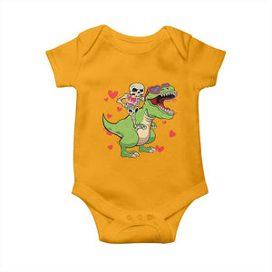 Valentine's Day Baby Onesie Skeleton Riding Dinosaur Rose Bouquet TS09 Gold Print Your Wear