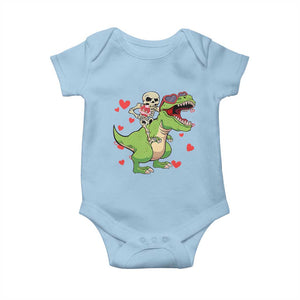 Valentine's Day Baby Onesie Skeleton Riding Dinosaur Rose Bouquet TS09 Light Blue Print Your Wear