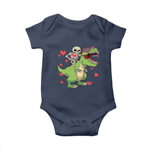 Valentine's Day Baby Onesie Skeleton Riding Dinosaur Rose Bouquet TS09 Navy Print Your Wear
