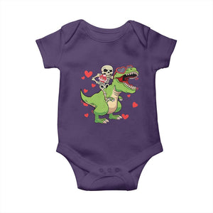 Valentine's Day Baby Onesie Skeleton Riding Dinosaur Rose Bouquet TS09 Purple Print Your Wear