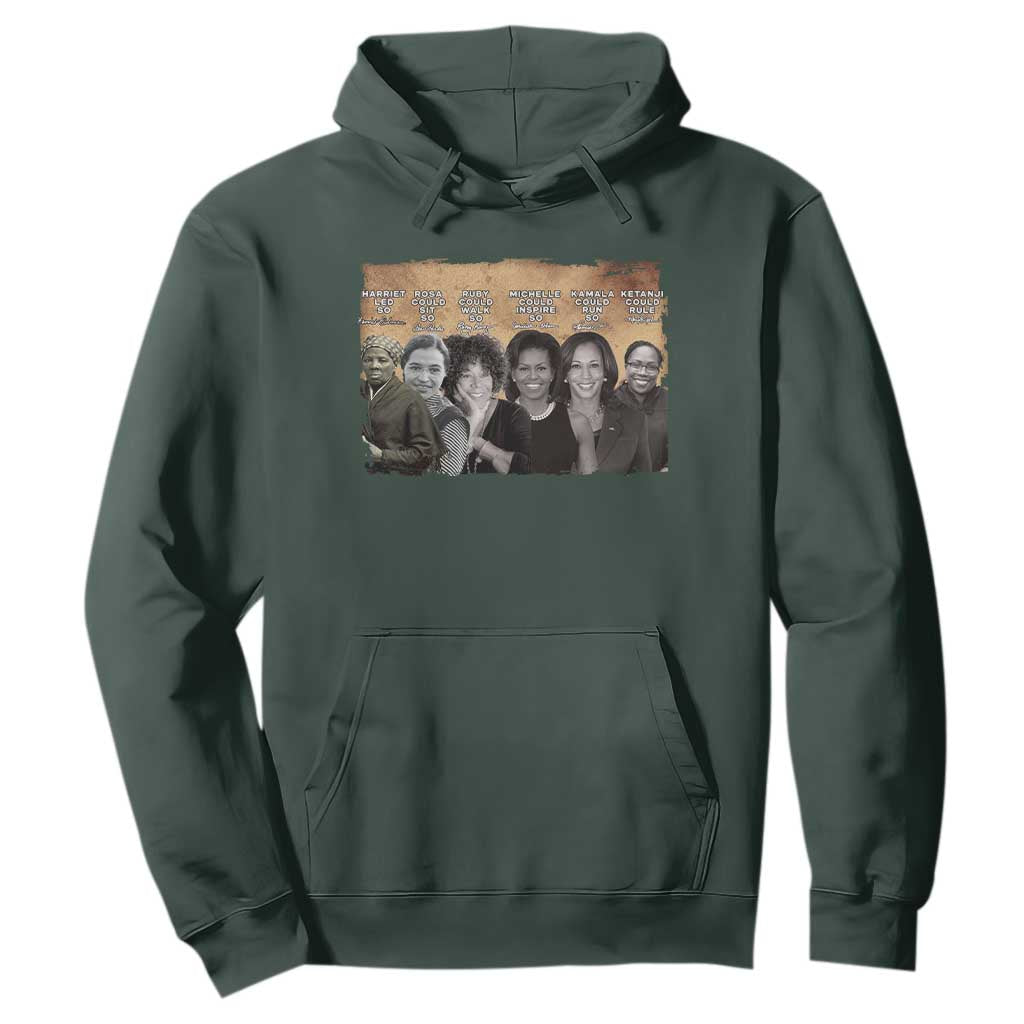Black Women History Hoodie Harriet Led So Rosa Could Sit Black History TS09 Dark Forest Green Print Your Wear