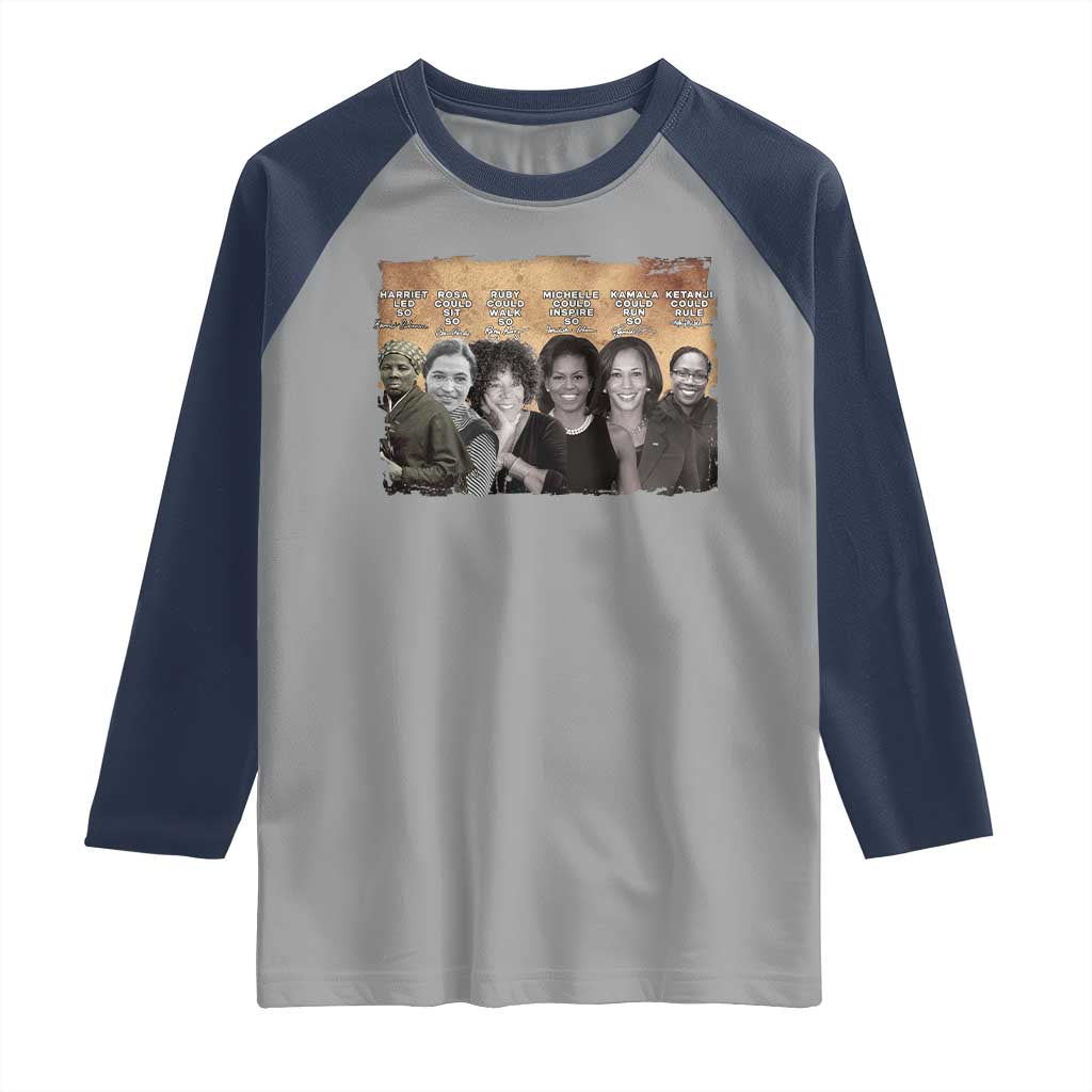Black Women History Raglan Shirt Harriet Led So Rosa Could Sit Black History TS09 Sport Gray Navy Print Your Wear