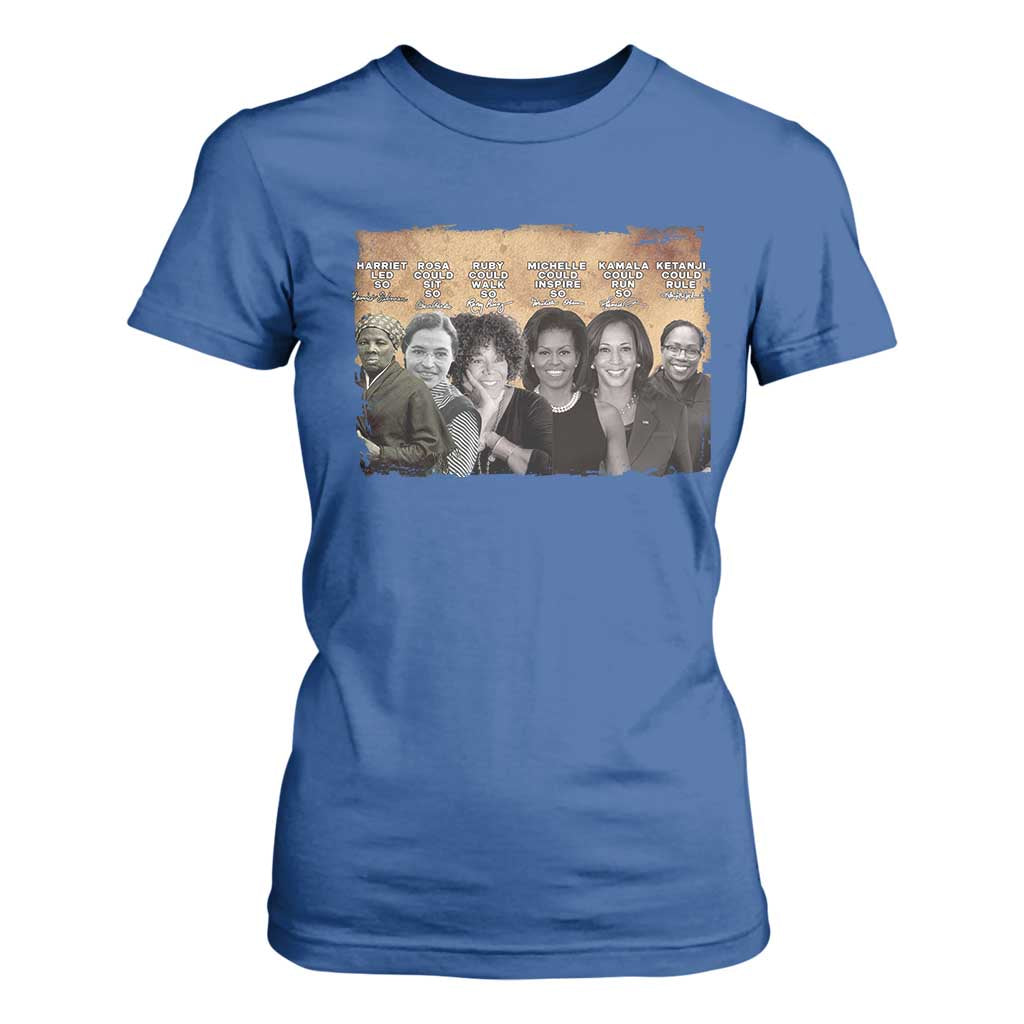 Black Women History T Shirt For Women Harriet Led So Rosa Could Sit Black History TS09 Royal Blue Print Your Wear