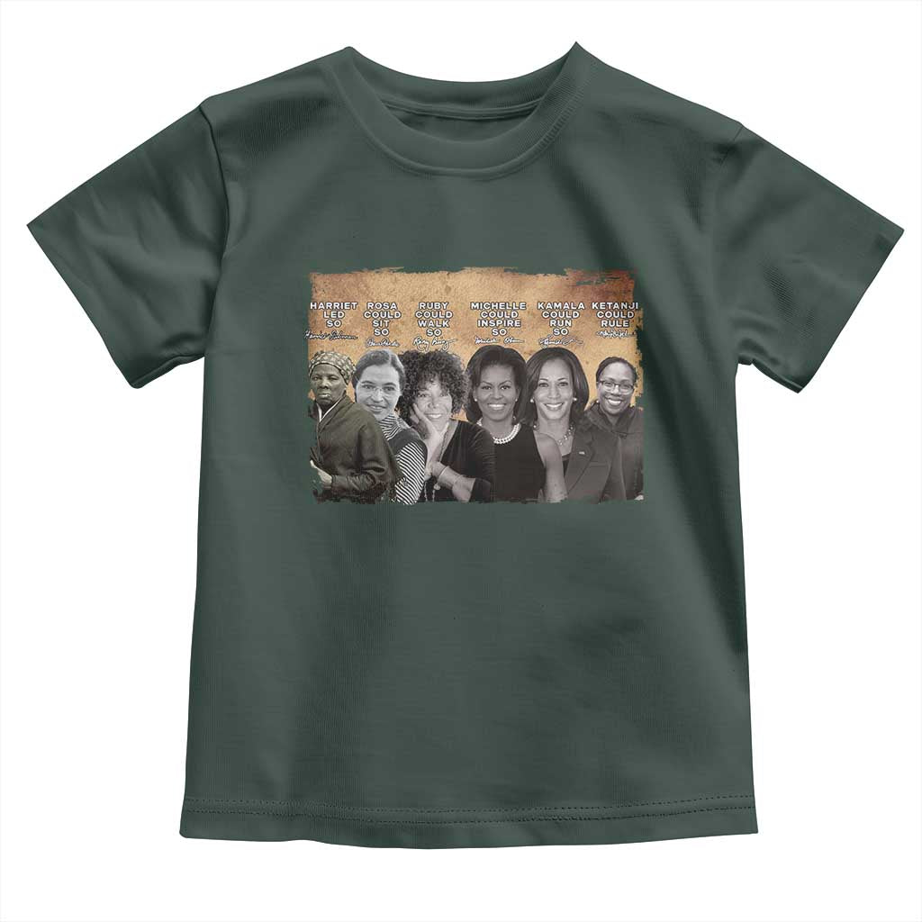 Black Women History Toddler T Shirt Harriet Led So Rosa Could Sit Black History TS09 Dark Forest Green Print Your Wear