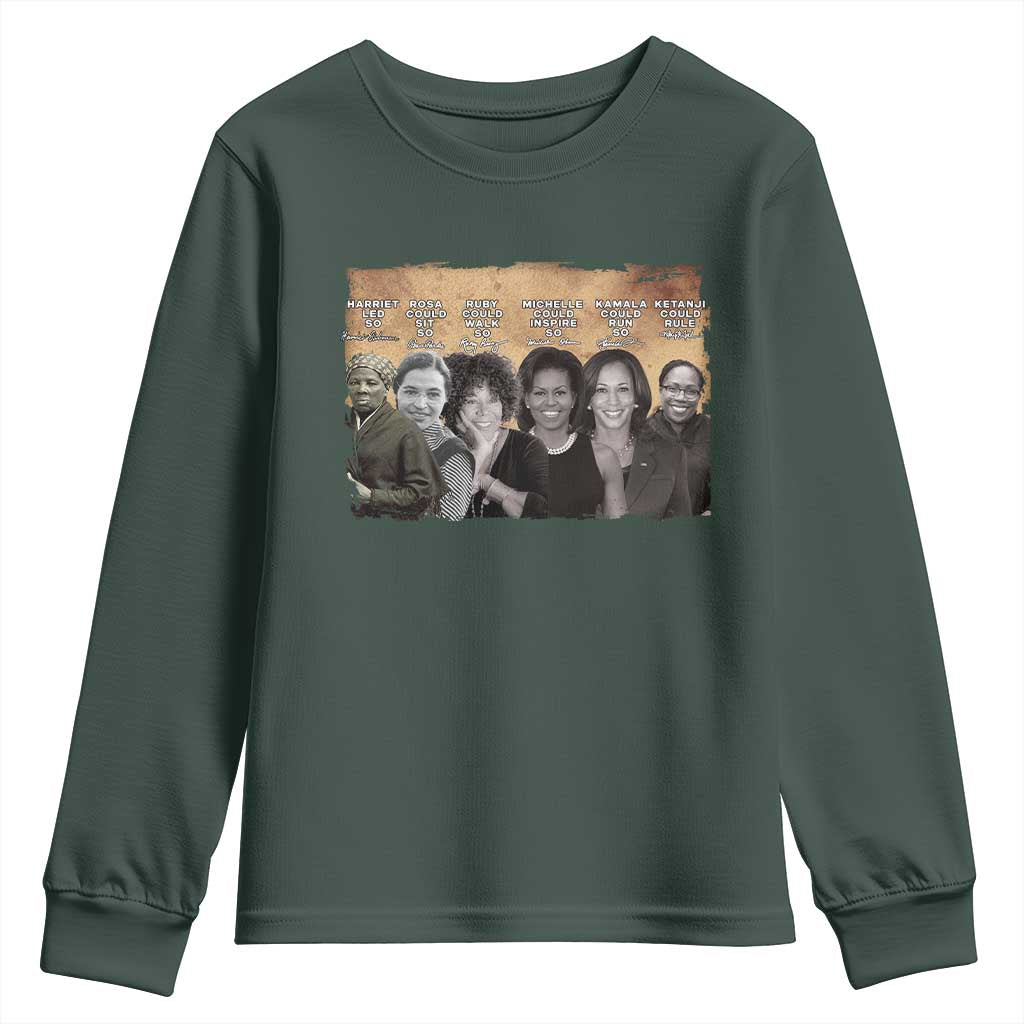 Black Women History Youth Sweatshirt Harriet Led So Rosa Could Sit Black History TS09 Dark Forest Green Print Your Wear