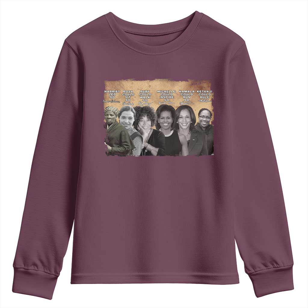 Black Women History Youth Sweatshirt Harriet Led So Rosa Could Sit Black History TS09 Maroon Print Your Wear