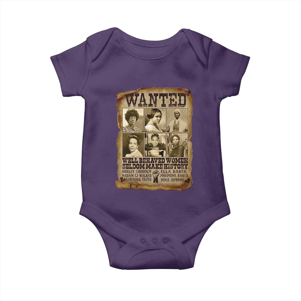 Black Women History Baby Onesie Shirley Madam Cj Sojourner Truth Well Behaved Women Seldom Make History TS09 Purple Print Your Wear