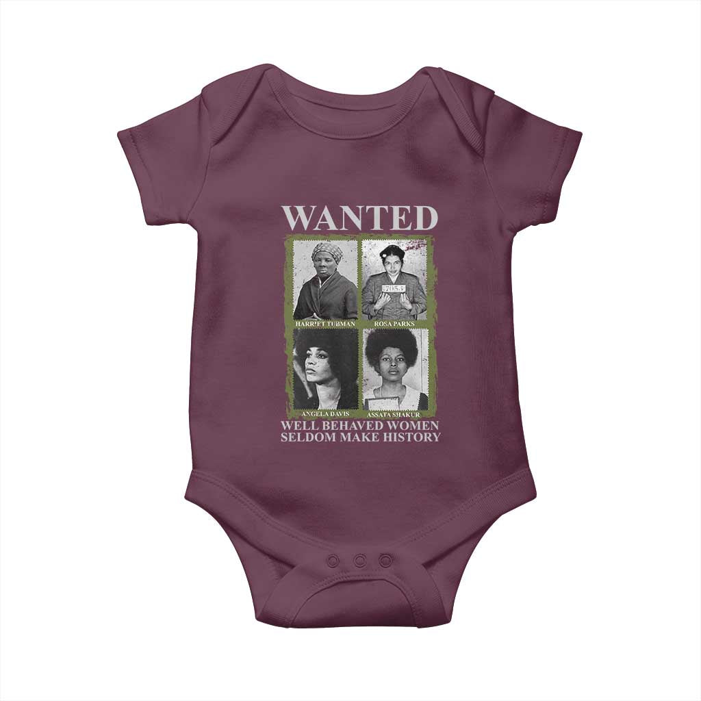 Black Women History Baby Onesie Harriet Tubman Rosa Parks Angela Davis Assata Shakur TS09 Maroon Print Your Wear