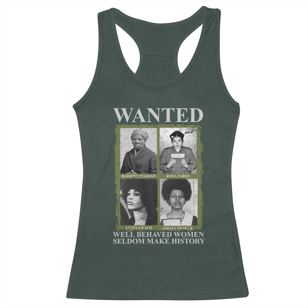 Black Women History Racerback Tank Top Harriet Tubman Rosa Parks Angela Davis Assata Shakur TS09 Dark Forest Green Print Your Wear
