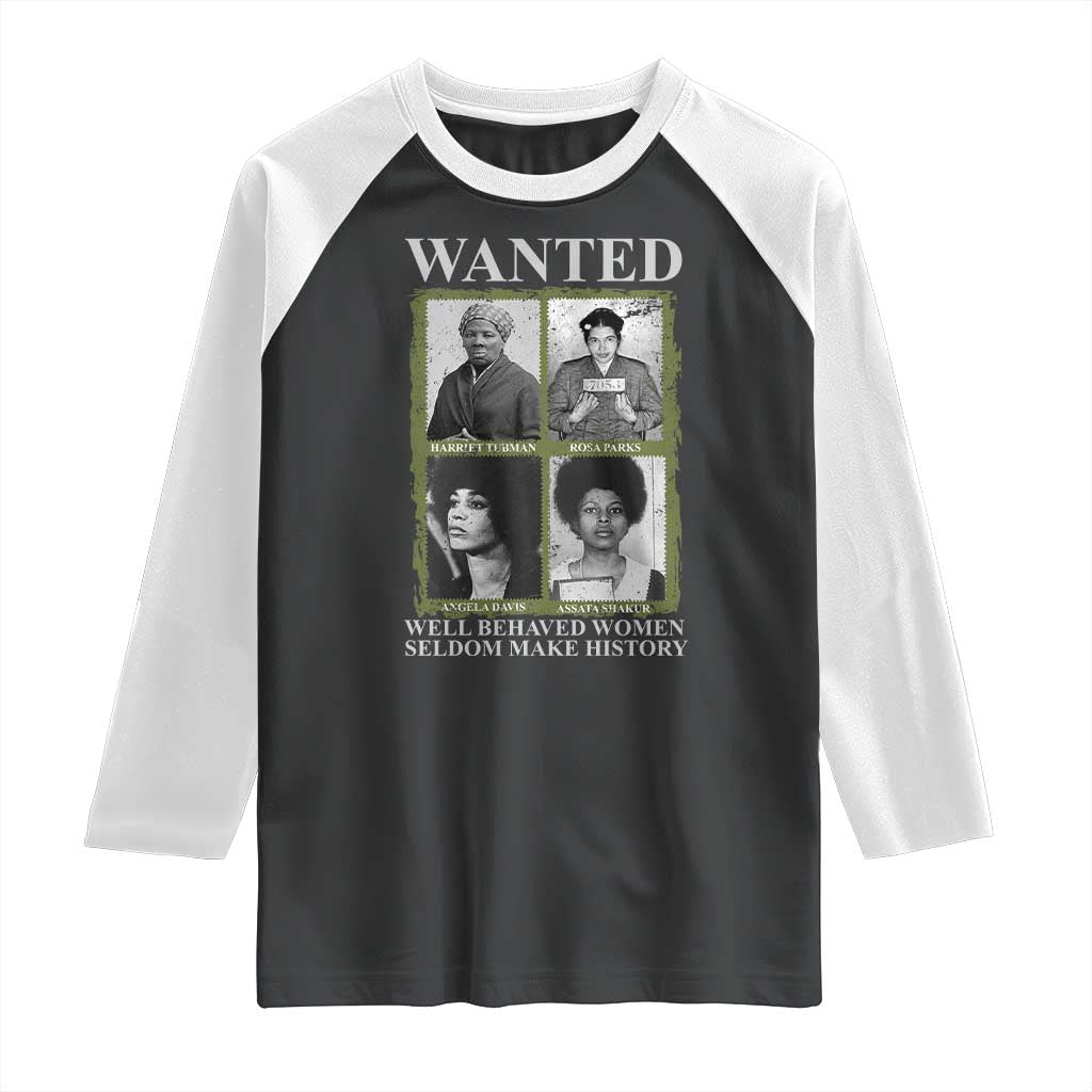 Black Women History Raglan Shirt Harriet Tubman Rosa Parks Angela Davis Assata Shakur TS09 Black White Print Your Wear
