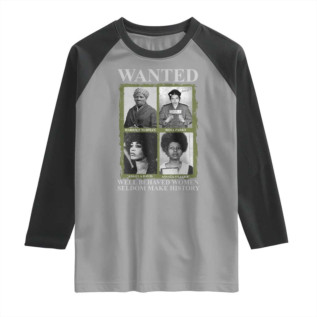 Black Women History Raglan Shirt Harriet Tubman Rosa Parks Angela Davis Assata Shakur TS09 Sport Gray Black Print Your Wear