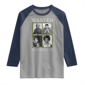 Black Women History Raglan Shirt Harriet Tubman Rosa Parks Angela Davis Assata Shakur TS09 Sport Gray Navy Print Your Wear