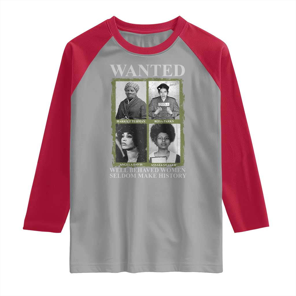 Black Women History Raglan Shirt Harriet Tubman Rosa Parks Angela Davis Assata Shakur TS09 Sport Gray Red Print Your Wear