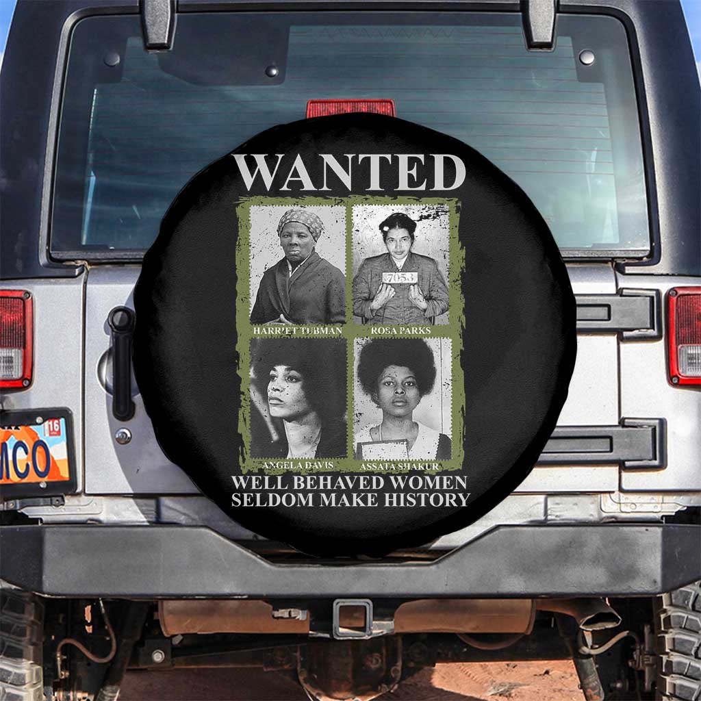 Black Women History Spare Tire Cover Harriet Tubman Rosa Parks Angela Davis Assata Shakur TS09 No hole Black Print Your Wear