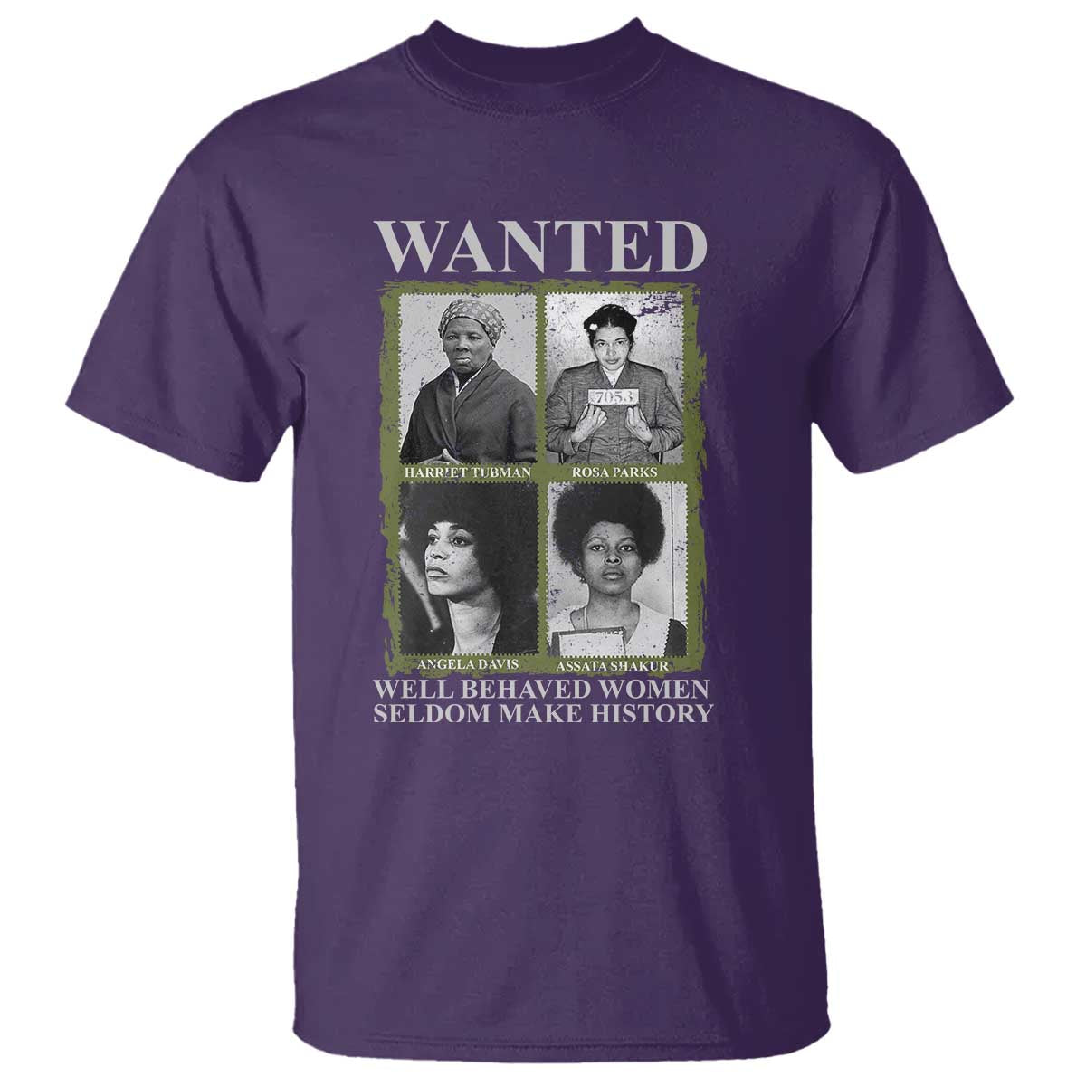 Black Women History T Shirt Harriet Tubman Rosa Parks Angela Davis Assata Shakur TS09 Purple Print Your Wear