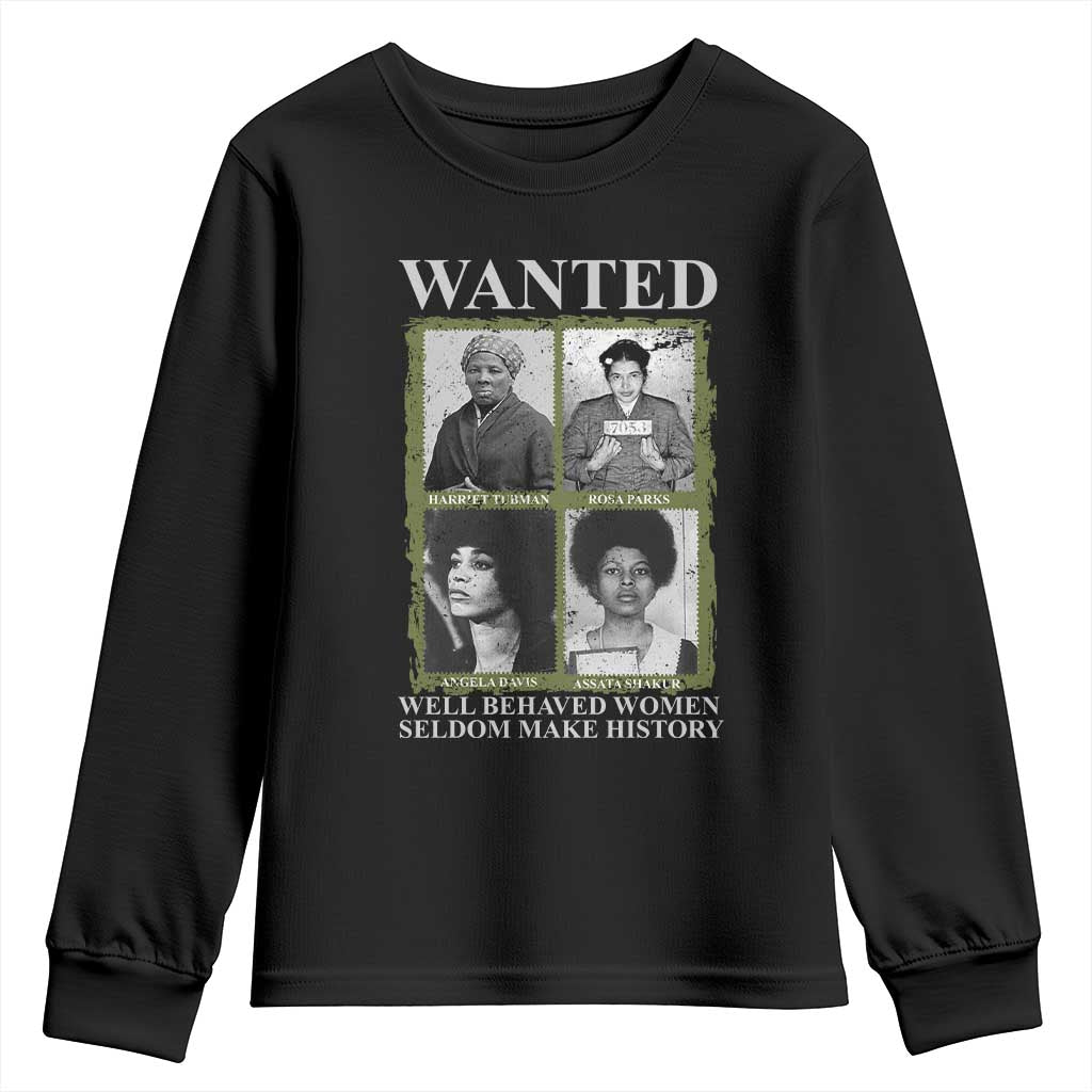 Black Women History Youth Sweatshirt Harriet Tubman Rosa Parks Angela Davis Assata Shakur TS09 Black Print Your Wear