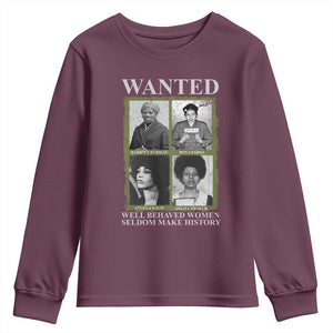 Black Women History Youth Sweatshirt Harriet Tubman Rosa Parks Angela Davis Assata Shakur TS09 Maroon Print Your Wear