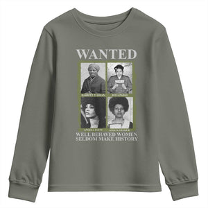 Black Women History Youth Sweatshirt Harriet Tubman Rosa Parks Angela Davis Assata Shakur TS09 Military Green Print Your Wear