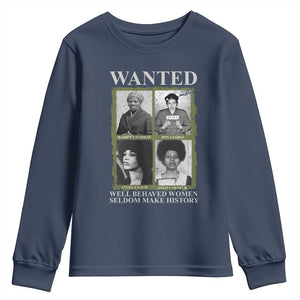 Black Women History Youth Sweatshirt Harriet Tubman Rosa Parks Angela Davis Assata Shakur TS09 Navy Print Your Wear