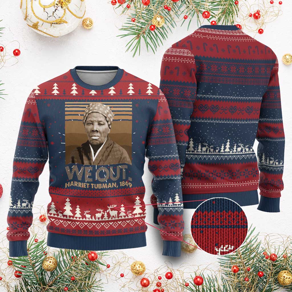 Harriet Tubman Ugly Christmas Sweater We Out 1849 Retro Black History TS09 Burgundy Print Your Wear