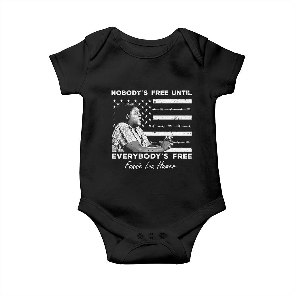 Fannie Lou Hamer Baby Onesie Nobody's Free Until Everybody's Free Black History TS09 Black Print Your Wear