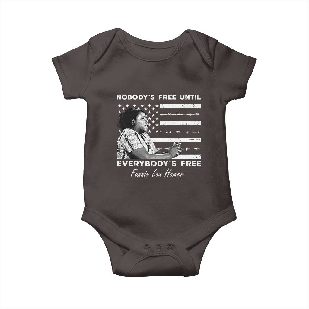 Fannie Lou Hamer Baby Onesie Nobody's Free Until Everybody's Free Black History TS09 Dark Chocolate Print Your Wear