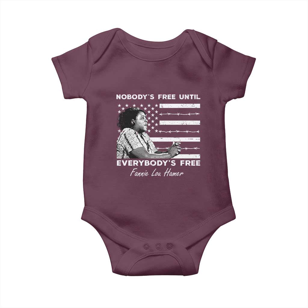 Fannie Lou Hamer Baby Onesie Nobody's Free Until Everybody's Free Black History TS09 Maroon Print Your Wear