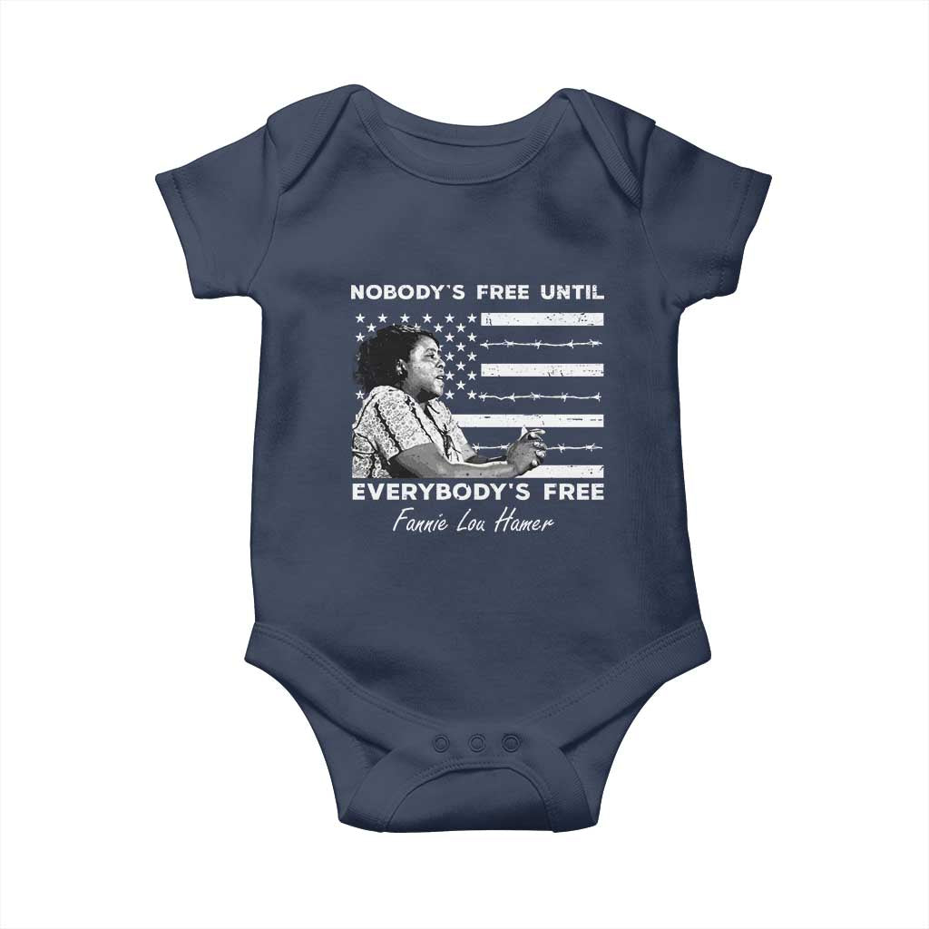 Fannie Lou Hamer Baby Onesie Nobody's Free Until Everybody's Free Black History TS09 Navy Print Your Wear