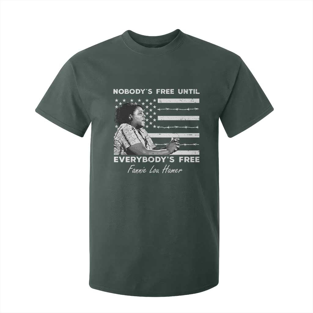 Fannie Lou Hamer T Shirt For Kid Nobody's Free Until Everybody's Free Black History TS09 Dark Forest Green Print Your Wear