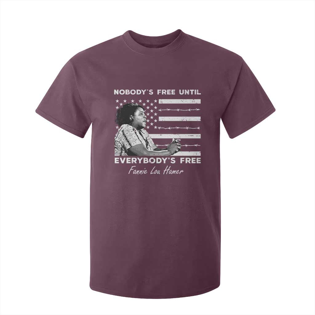 Fannie Lou Hamer T Shirt For Kid Nobody's Free Until Everybody's Free Black History TS09 Maroon Print Your Wear