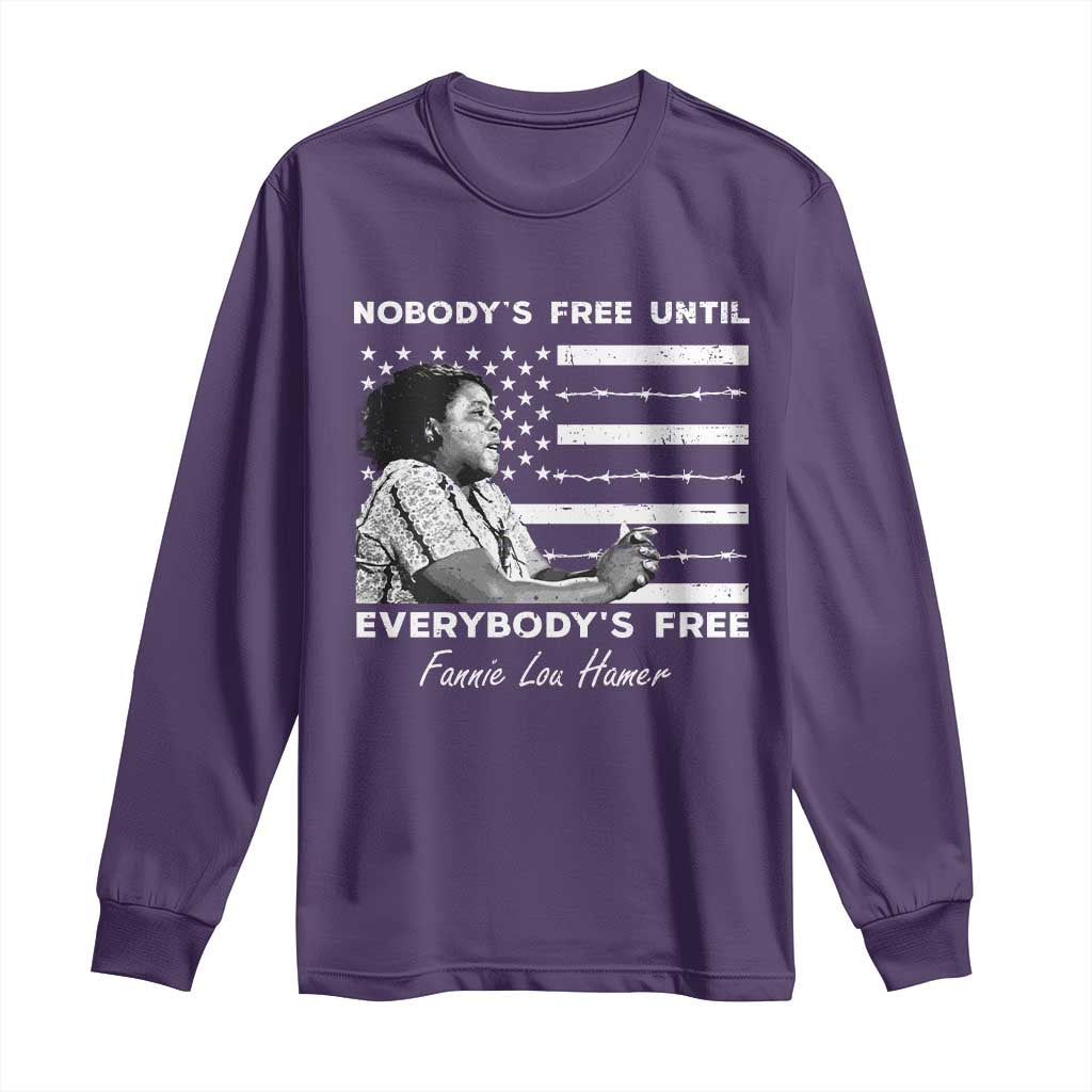 Fannie Lou Hamer Long Sleeve Shirt Nobody's Free Until Everybody's Free Black History TS09 Purple Print Your Wear