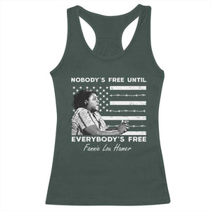Fannie Lou Hamer Racerback Tank Top Nobody's Free Until Everybody's Free Black History TS09 Dark Forest Green Print Your Wear