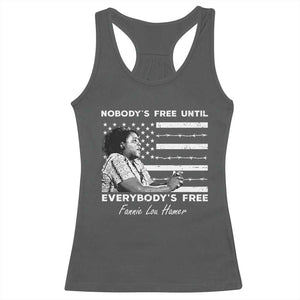 Fannie Lou Hamer Racerback Tank Top Nobody's Free Until Everybody's Free Black History TS09 Dark Heather Print Your Wear