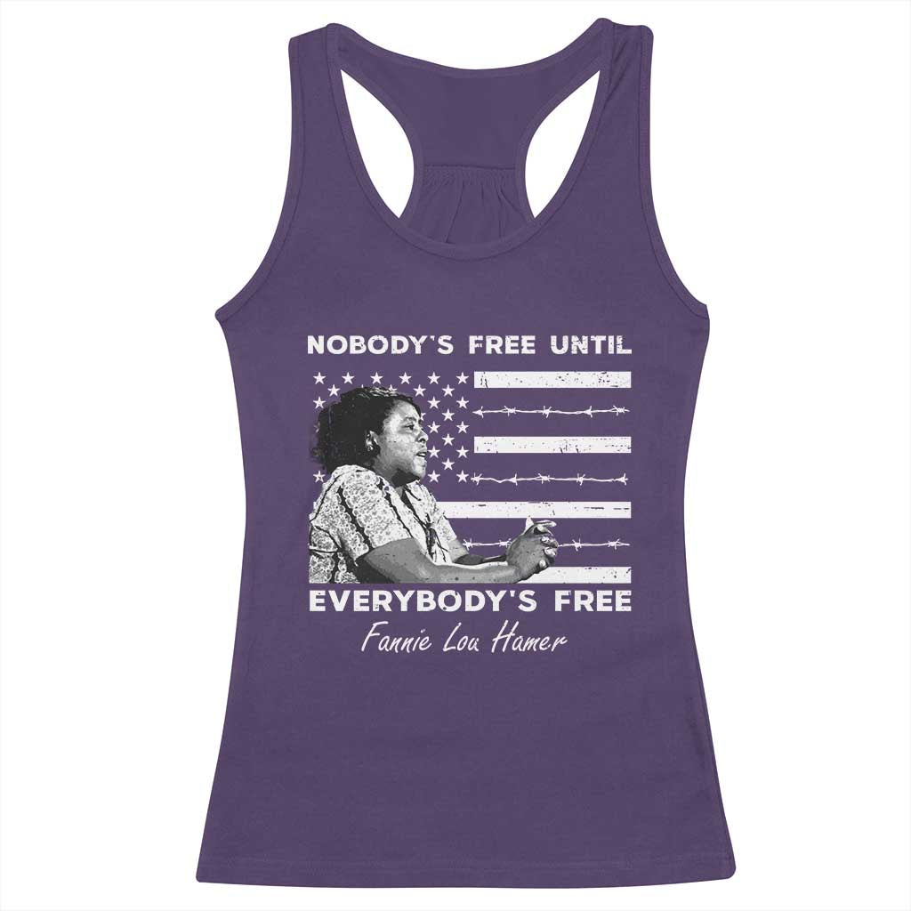 Fannie Lou Hamer Racerback Tank Top Nobody's Free Until Everybody's Free Black History TS09 Purple Print Your Wear