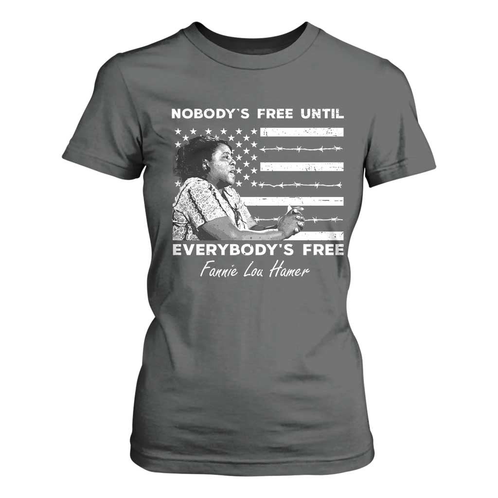 Fannie Lou Hamer T Shirt For Women Nobody's Free Until Everybody's Free Black History TS09 Dark Heather Print Your Wear