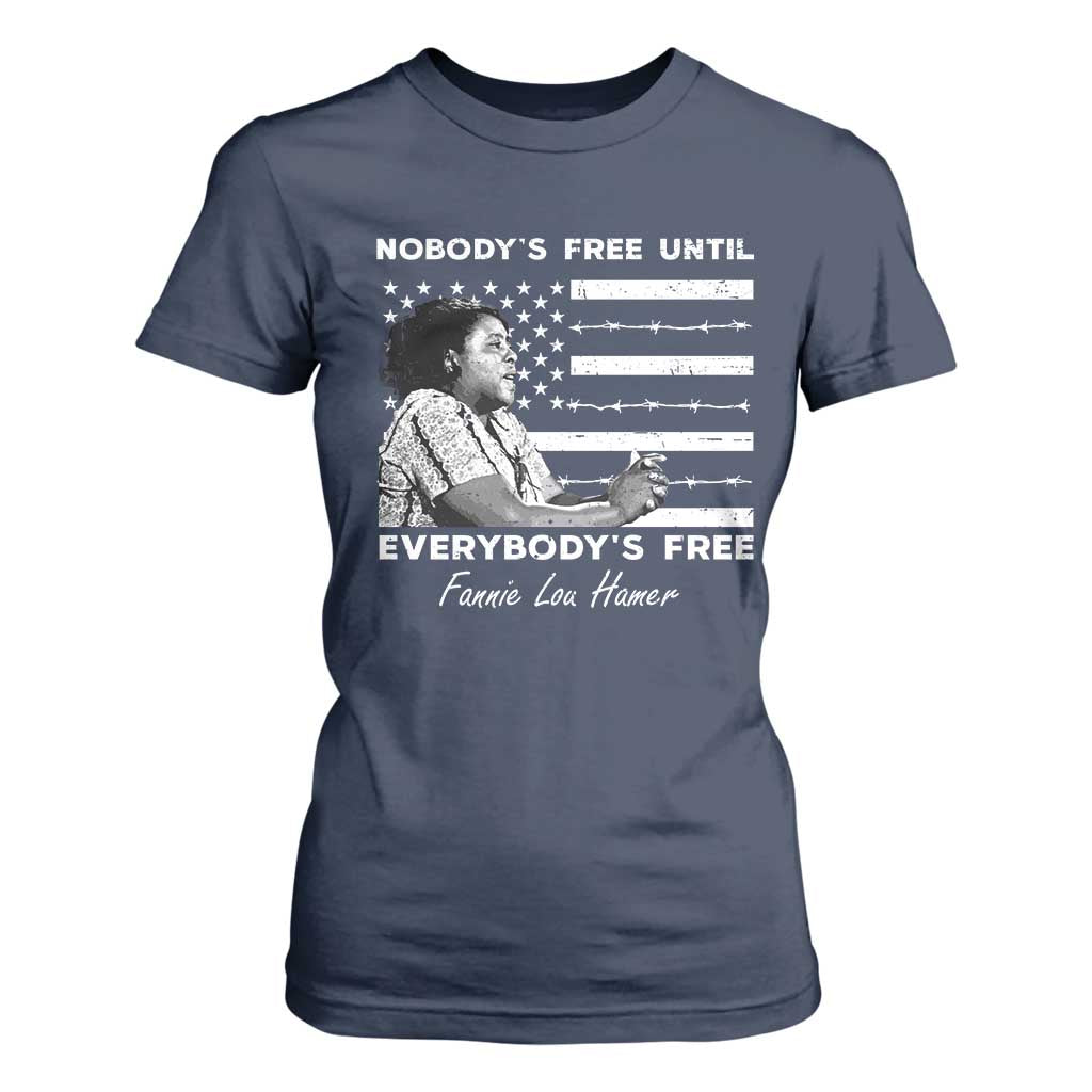 Fannie Lou Hamer T Shirt For Women Nobody's Free Until Everybody's Free Black History TS09 Navy Print Your Wear