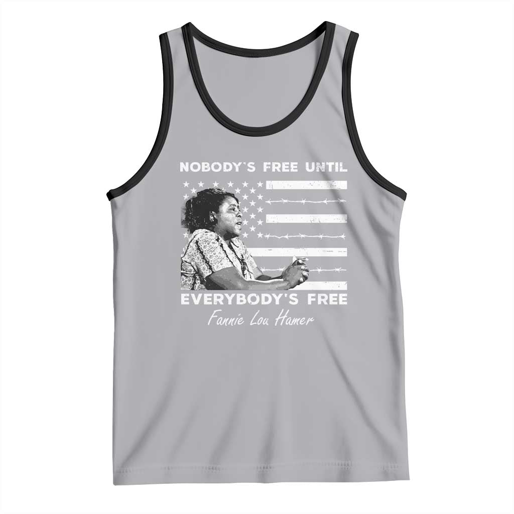 Fannie Lou Hamer Tank Top Nobody's Free Until Everybody's Free Black History TS09 Athletic Heather Black Print Your Wear