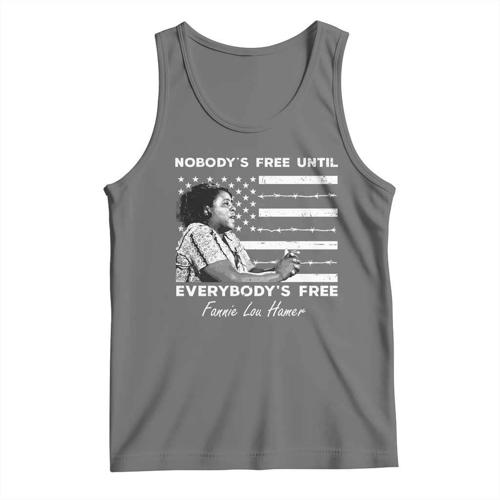 Fannie Lou Hamer Tank Top Nobody's Free Until Everybody's Free Black History TS09 Black Heather Print Your Wear