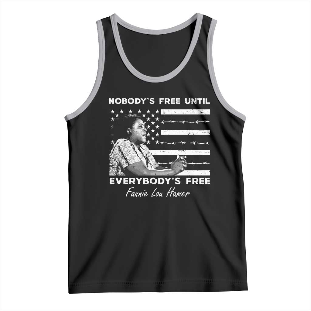 Fannie Lou Hamer Tank Top Nobody's Free Until Everybody's Free Black History TS09 Black Athletic Heather Print Your Wear