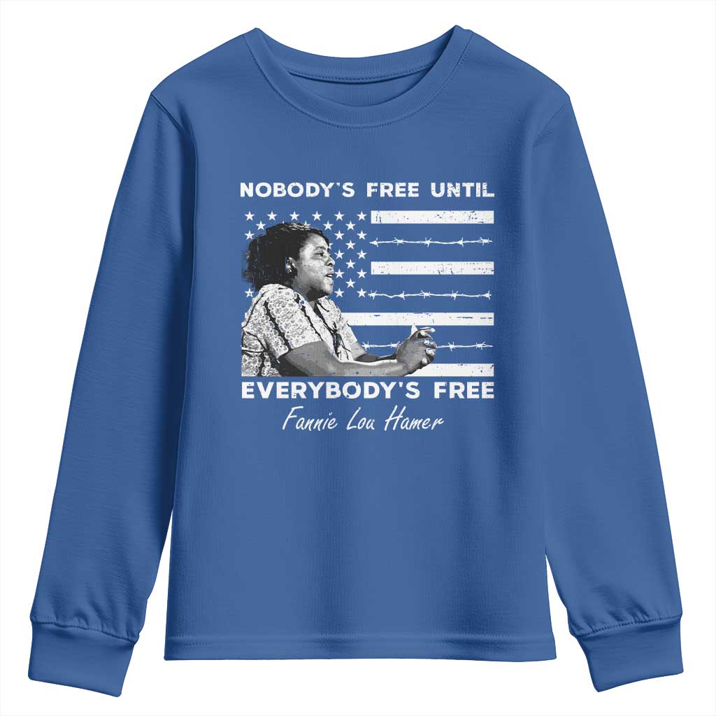 Fannie Lou Hamer Youth Sweatshirt Nobody's Free Until Everybody's Free Black History TS09 Royal Blue Print Your Wear