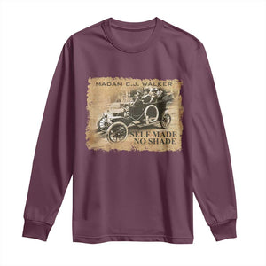 Madam C.J. Walker Long Sleeve Shirt Self Made No Shade Black History TS09 Maroon Print Your Wear