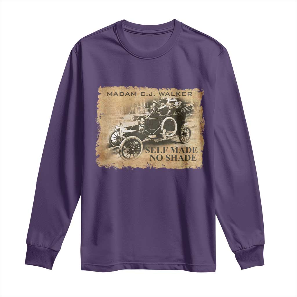 Madam C.J. Walker Long Sleeve Shirt Self Made No Shade Black History TS09 Purple Print Your Wear