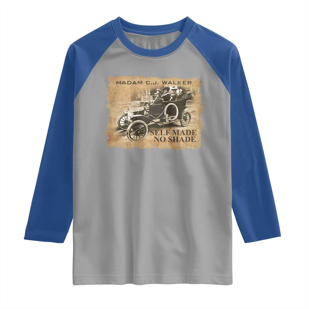 Madam C.J. Walker Raglan Shirt Self Made No Shade Black History TS09 Sport Gray Royal Print Your Wear