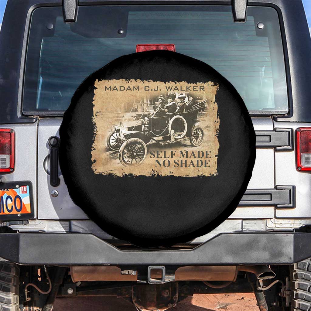 Madam C.J. Walker Spare Tire Cover Self Made No Shade Black History TS09 No hole Black Print Your Wear