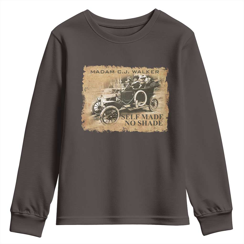 Madam C.J. Walker Youth Sweatshirt Self Made No Shade Black History TS09 Dark Chocolate Print Your Wear