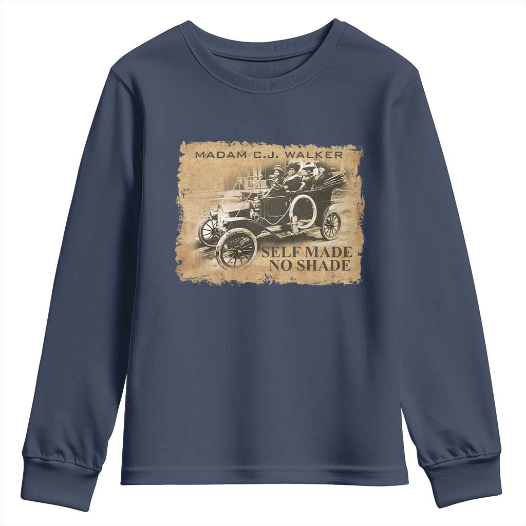 Madam C.J. Walker Youth Sweatshirt Self Made No Shade Black History TS09 Navy Print Your Wear